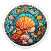 Elegante faux gebrandschilderd glas strand schelp keramische knop (Voorkant)