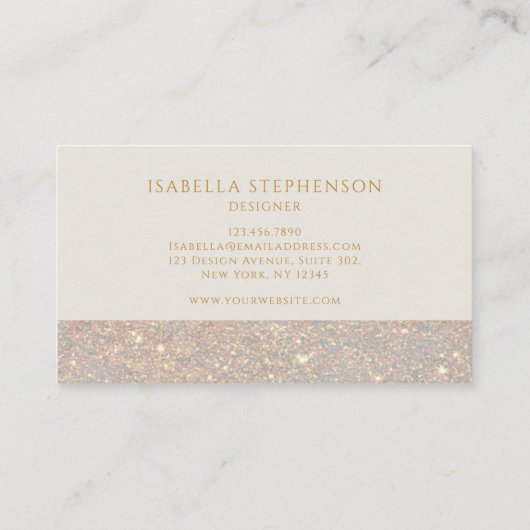 Elegante faux glitter goud modern visitekaartje (Achterkant)