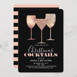 Elegante faux glitter kerstcocktails kaart