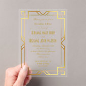 Elegante Faux Gold Art Deco Lijst repetitiediner Acryl Uitnodigingen (Insitu (Draagbaar))