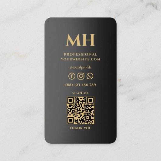 Elegante Faux Gold Black Minimalist Modern Visitekaartje (Achterkant)