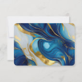 Elegante Faux Gold, Blauw en Wit Marmered Wedding RSVP Kaartje (Achterkant)