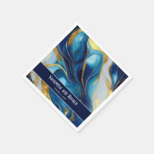 Elegante Faux Gold, Blauw en Wit Marmered Wedding Servet (Hoek)