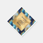Elegante Faux Gold, Blauw en Wit Marmered Wedding Servet (Hoek)