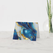 Elegante Faux Gold, Blauw & Wit bruiloft Dank u Bedankkaart (Achterkant)