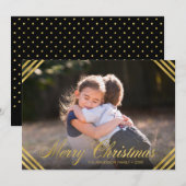 Elegante Faux Gold Borders Vrolijk Kerstmis Foto Feestdagenkaart (Voorkant / Achterkant)