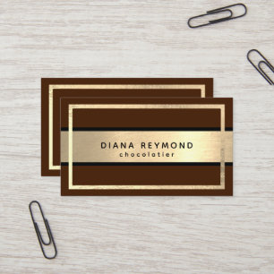 Elegante Faux Gold Brown Chocolatier Visitekaartje