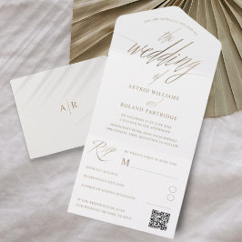 Elegante Faux Gold Calligrafie De bruiloft van All In One Uitnodiging