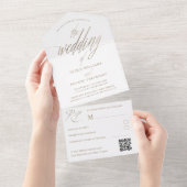 Elegante Faux Gold Calligrafie De bruiloft van All In One Uitnodiging (Afscheurbaar)