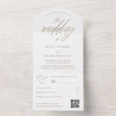 Elegante Faux Gold Calligrafie De bruiloft van All In One Uitnodiging (Binnen)