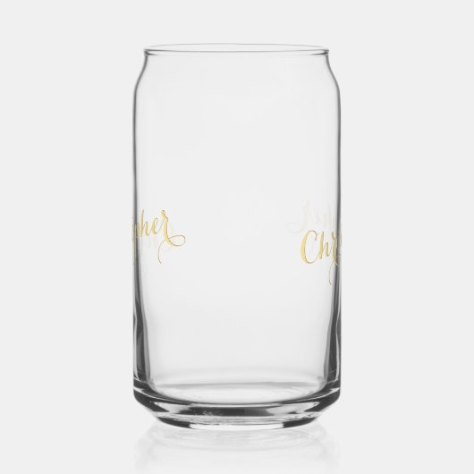 Elegante Faux Gold Calligraphy Script Chic Monogra Blikvorm Glas (Rechts)