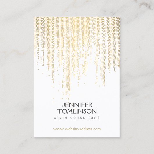 Elegante Faux Gold Confetti Stippen op White Large Visitekaartje (Voorkant)