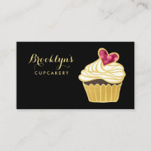 Elegante FAUX Gold Cupcakery en Pink Bokeh Heart