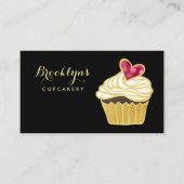 Elegante FAUX Gold Cupcakery en Pink Bokeh Heart Visitekaartje (Voorkant)