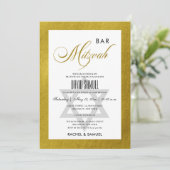 ELEGANTE FAUX GOLD EENVOUDIGE BAT BAR MITZVAH KAART (Staand voorkant)