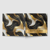 Elegante Faux Gold en Black Marbled Wedding Gastenboek (Volledig)