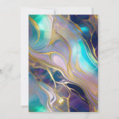 Elegante Faux Gold en Blauwe Opal Stone Wedding Kaart (Achterkant)