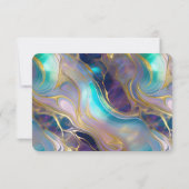 Elegante Faux Gold en Blauwe Opal Stone Wedding RSVP Kaartje (Achterkant)