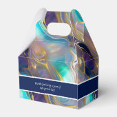 Elegante Faux Gold en Blue Opal Stone Favoriete Bo Bedankdoosjes (Achterkant)