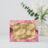 Elegante Faux Gold en Pink Marbled Wedding Aankondigingskaart (Staand voorkant)