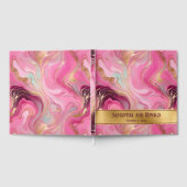 Elegante Faux Gold en Pink Marbled Wedding Gastenboek (Volledig)