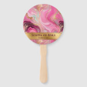 Elegante Faux Gold en Pink Marbled Wedding Handwaaier (Voorkant)