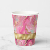 Elegante Faux Gold en Pink Marbled Wedding Papieren Bekers (Rechts)