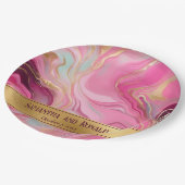Elegante Faux Gold en Pink Marbled Wedding Papieren Bordje (Gekanteld)