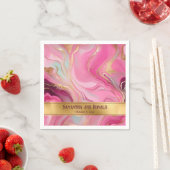 Elegante Faux Gold en Pink Marbled Wedding Servet (Insitu)