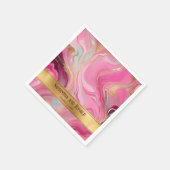 Elegante Faux Gold en Pink Marbled Wedding Servet (Hoek)