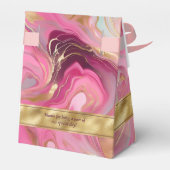 Elegante Faux Gold en Roze Marmeren Favoriete Boxe Bedankdoosjes (Achterkant)