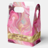 Elegante Faux Gold en Roze Marmeren Favoriete Boxe Bedankdoosjes (Geopend)