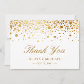 Elegante Faux Gold Foil Confetti Stippen Bedankkaart (Voorkant)
