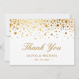 Elegante Faux Gold Foil Confetti Stippen Bedankkaart