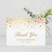 Elegante Faux Gold Foil Confetti Stippen Bedankkaart (Staand voorkant)