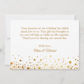 Elegante Faux Gold Foil Confetti Stippen Bedankkaart (Achterkant)