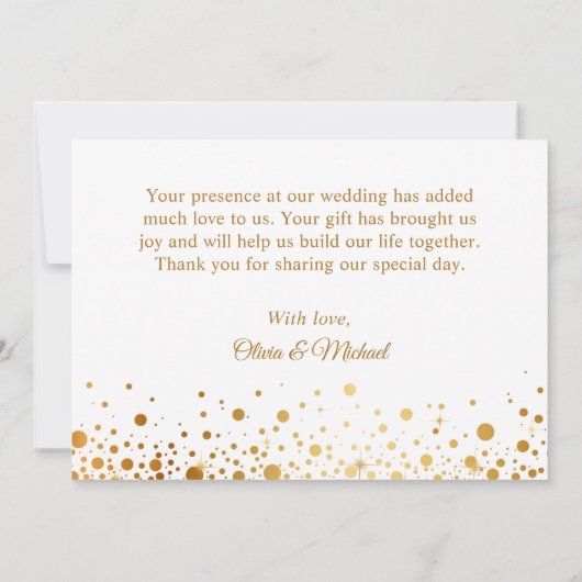 Elegante Faux Gold Foil Confetti Stippen Bedankkaart (Achterkant)