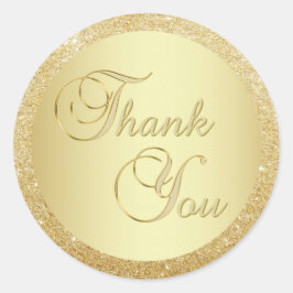 Elegante Faux Gold Foil Glitter Dank u Envelope Ronde Sticker