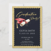 Elegante Faux Gold Foil Graduation Party Kaart (Voorkant)