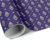 Elegante Faux Gold Foil Patroon Kerstmis Cadeaupapier (Rol Hoek)