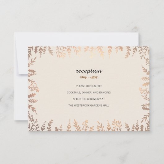 Elegante Faux Gold Foliage Insert Kaart (Voorkant)