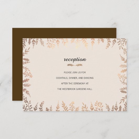 Elegante Faux Gold Foliage Insert Kaart (Voorkant / Achterkant)