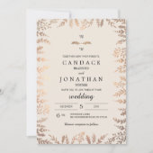 Elegante Faux Gold Foliage Wedding Kaart (Voorkant)