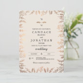 Elegante Faux Gold Foliage Wedding Kaart (Staand voorkant)