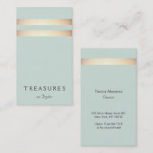 Elegante Faux Gold Folie Gestreept Licht Blauw Visitekaartje (Voorkant / Achterkant)