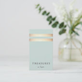 Elegante Faux Gold Folie Gestreept Licht Blauw Visitekaartje (Staand voorkant)