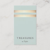 Elegante Faux Gold Folie Gestreept Licht Blauw Visitekaartje (Voorkant)