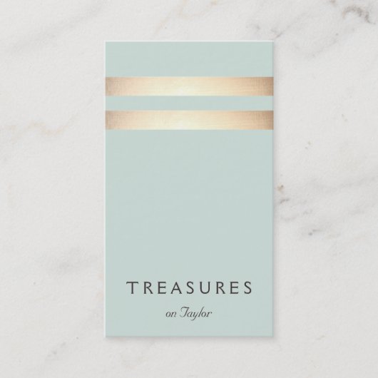 Elegante Faux Gold Folie Gestreept Licht Blauw Visitekaartje (Voorkant)