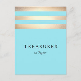 Elegante Faux Gold folie Gestreept Turquoise Blauw Briefkaart