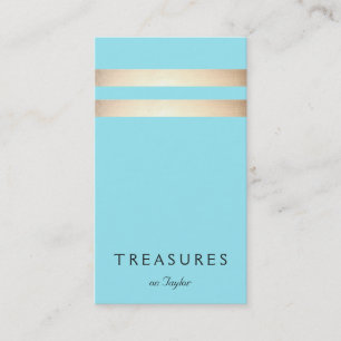 Elegante Faux Gold folie Gestreept Turquoise Blauw Visitekaartje